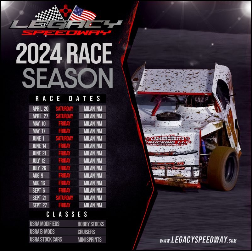 Legacy Speedway 2024 Dirt Track Racing Season schedule
